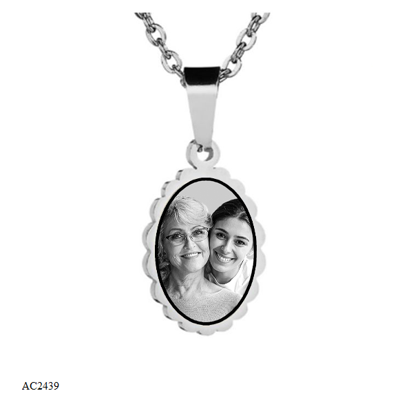 Collar de acero inoxidable personalizable con foto y texto