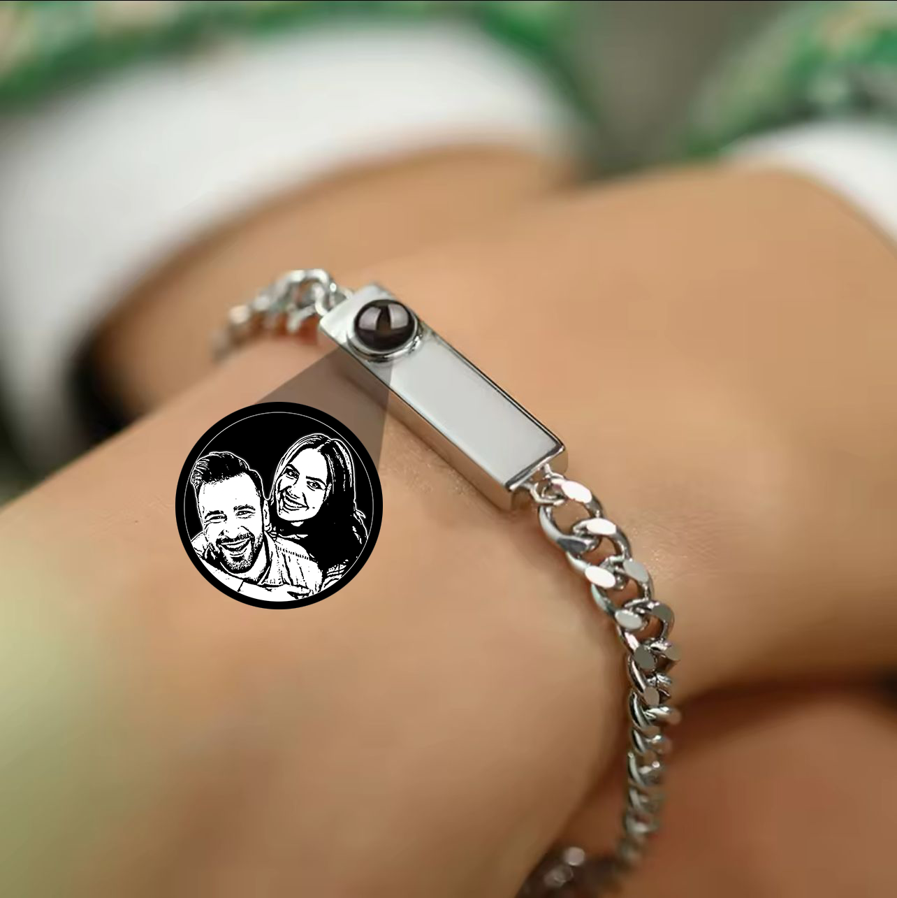 Pulseras personalizable, Pulseras de acero inoxidable personalizable con foto y nombre