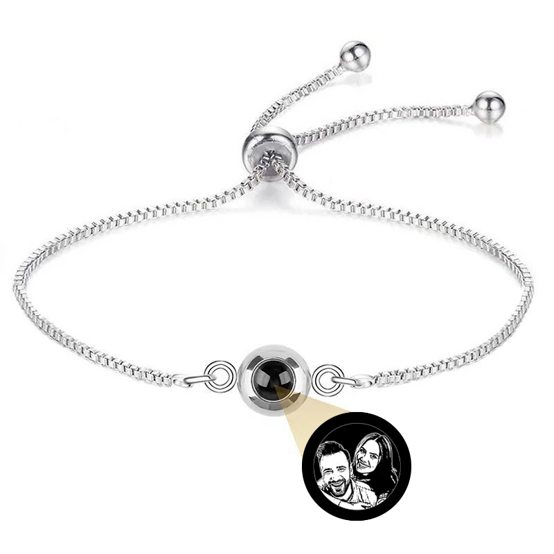 Pulsera de plata 925  personalizable con foto o texto, Pulsera con mensaje oculto, pulsera de proyección