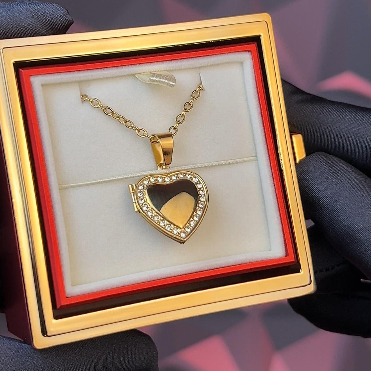 Relicario de Corazón con tornasol, Collar Personalizable, Guardapelo personalizable con foto o mensaje