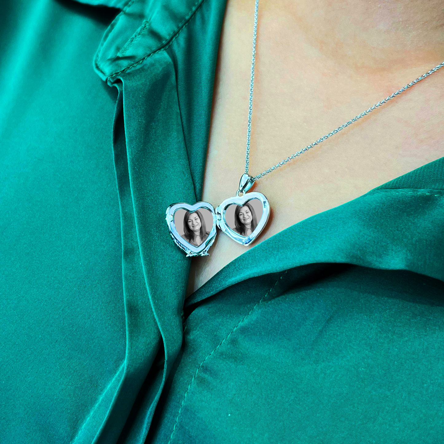 Relicario de Corazón de Plata con alas, Collar Personalizable, Guardapelo personalizable con foto o mensaje, grabado laser