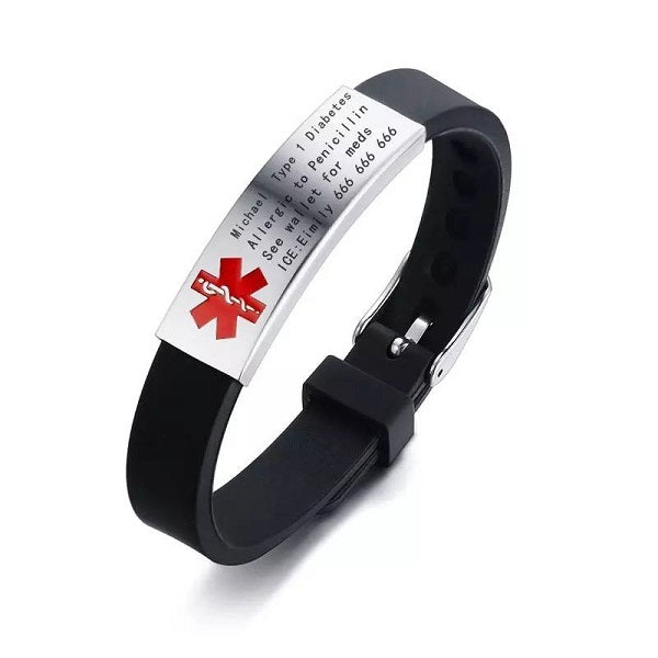 Pulsera personalizable con alertas medicas, graba tus alertas medicas, alergias, tipo de sangre.