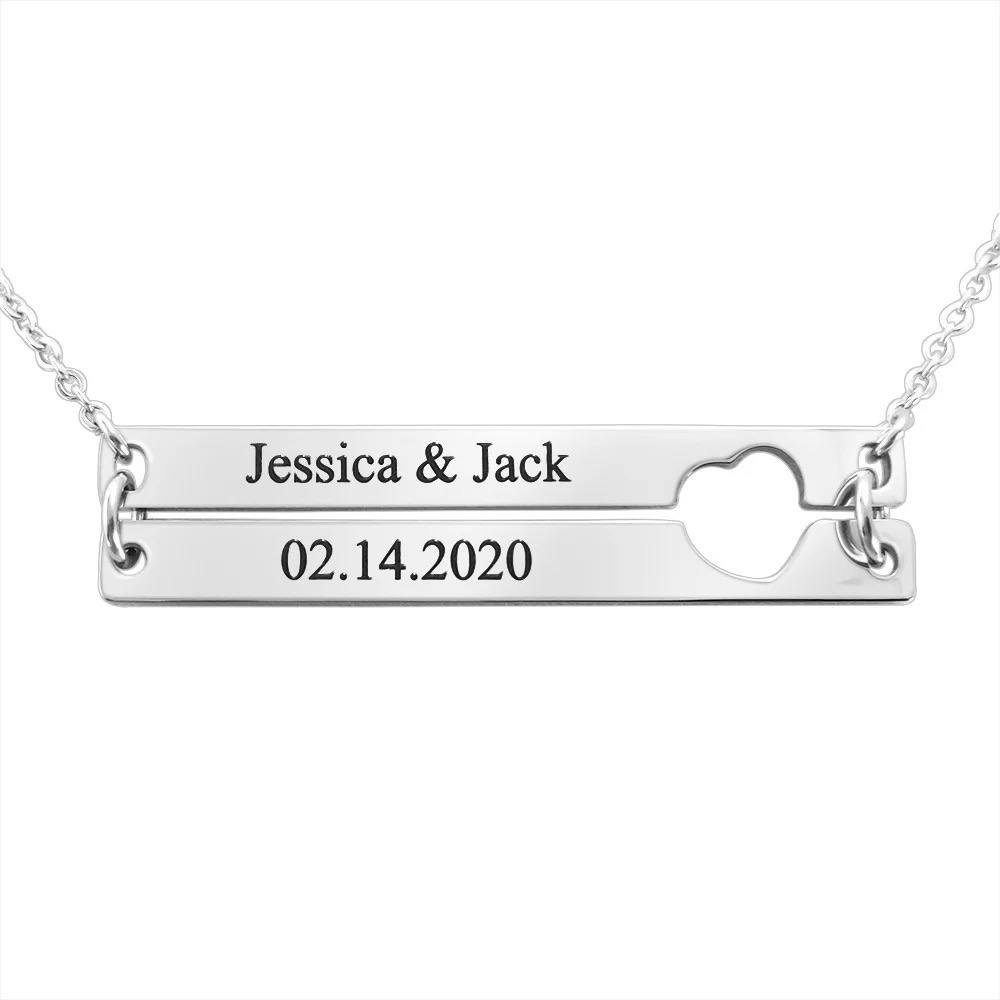 Collar personalizable de acero inoxidable, Collar personalizable con nombres y fechas